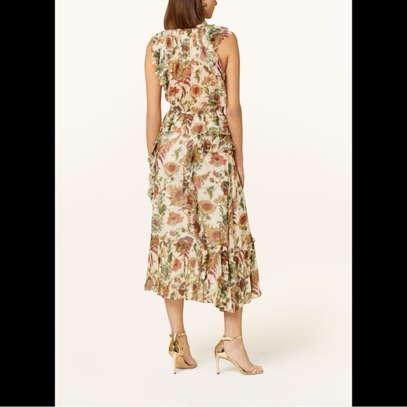 Ulla Johnson Adrienne Silk Ruffle Dress Cream Floral Size 4 Wedding Formal - Picture 4 of 16
